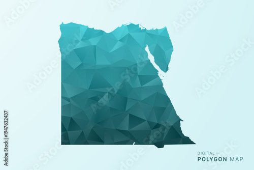 Egypt Map - Polygon style vector illustration in teal blue-green low poly geometric design, modern minimal silhouette.