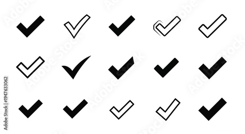 Collection of various checkmark icons in a black silhouette
