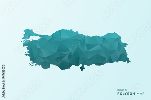 Turkey Map - Polygon style vector illustration in teal blue-green low poly geometric design, modern minimal silhouette.