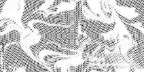 Bold monochrome halftone background of black circular dots forming a radial gradient, centered text FUTURISTIC HALFTONE, modern abstract design with high contrast for digital, data, soundwave visual