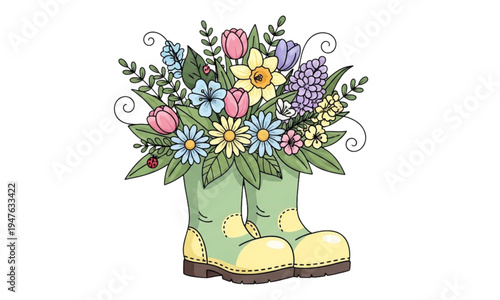 Boots with flowers 