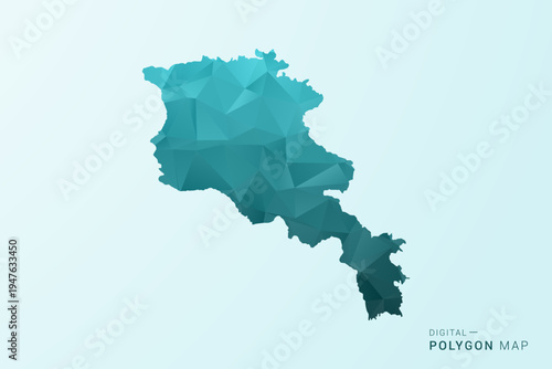 Armenia Map - Polygon style vector illustration in teal blue-green low poly geometric design, modern minimal silhouette.