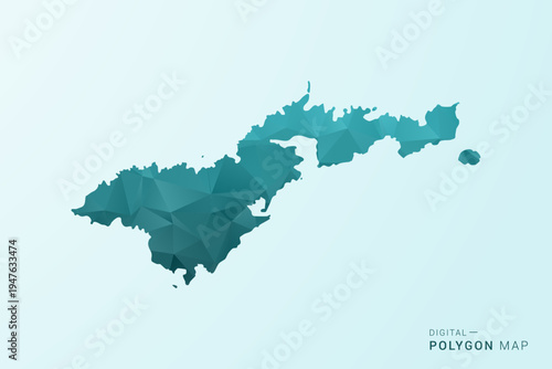 American Samoa Map - Polygon style vector illustration in teal blue-green low poly geometric design, modern minimal silhouette.