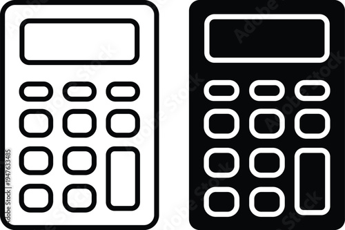Black and white calculator side by side symbols mathematics