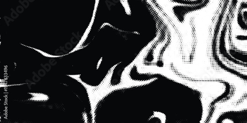 Bold monochrome halftone background of black circular dots forming a radial gradient, centered text FUTURISTIC HALFTONE, modern abstract design with high contrast for digital, data, soundwave visual