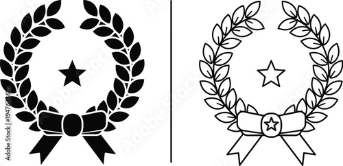 Laurel wreath star award emblem vector icons Vector