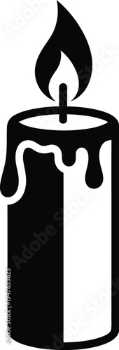 Burning candle silhouette with melting wax Vector