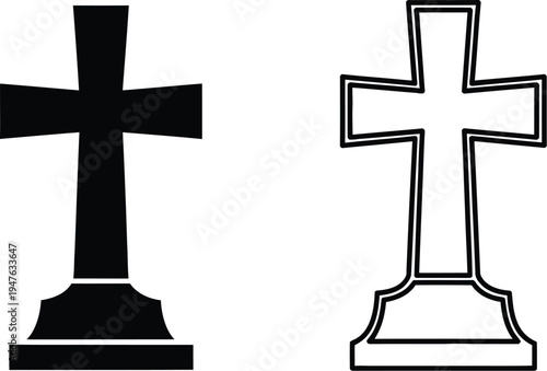 Cross grave markers christian symbol Vector