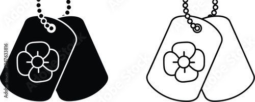 Dog tags with flower design Vector