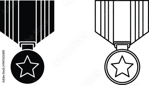 Star medals icons set Vector