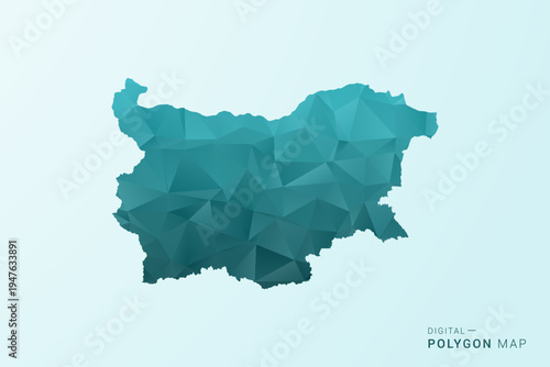 Bulgaria Map - Polygon style vector illustration in teal blue-green low poly geometric design, modern minimal silhouette.