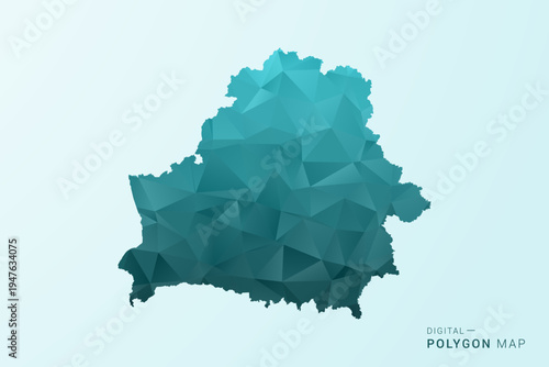 Belarus Map - Polygon style vector illustration in teal blue-green low poly geometric design, modern minimal silhouette.