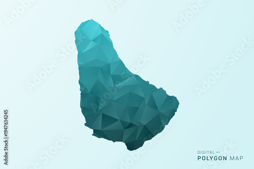 Barbados Map - Polygon style vector illustration in teal blue-green low poly geometric design, modern minimal silhouette.