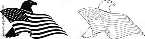 American eagle flags patriotic symbols Vector