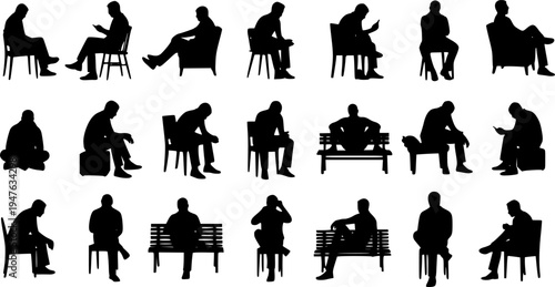 Sitting Man Vector Silhouettes
