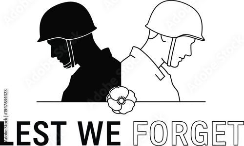 Lest we forget soldier memorial Vector