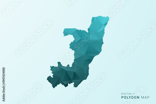 Congo Map - Polygon style vector illustration in teal blue-green low poly geometric design, modern minimal silhouette.