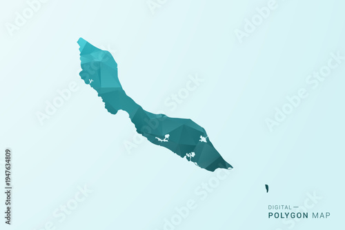 curacao Map - Polygon style vector illustration in teal blue-green low poly geometric design, modern minimal silhouette.
