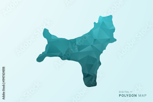 Christmas Island Map - Polygon style vector illustration in teal blue-green low poly geometric design, modern minimal silhouette.