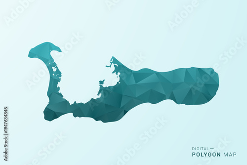 Cayman Islands Map - Polygon style vector illustration in teal blue-green low poly geometric design, modern minimal silhouette.