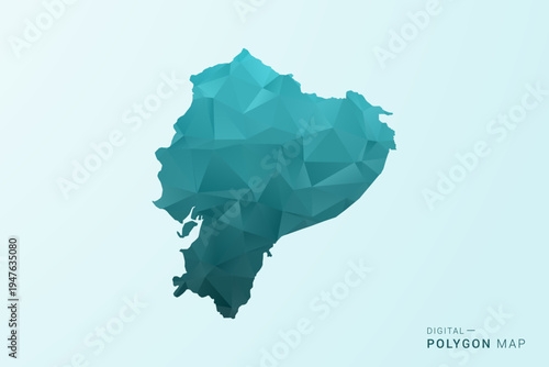 Ecuador Map - Polygon style vector illustration in teal blue-green low poly geometric design, modern minimal silhouette.