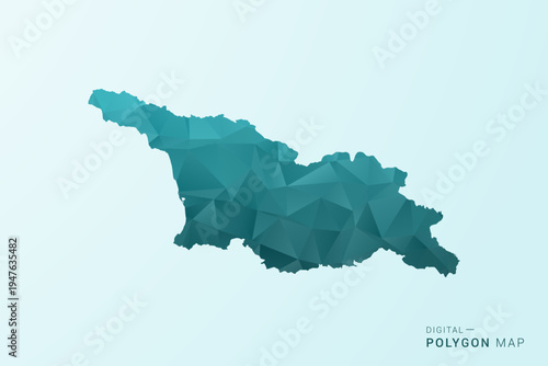 Georgia Map - Polygon style vector illustration in teal blue-green low poly geometric design, modern minimal silhouette.
