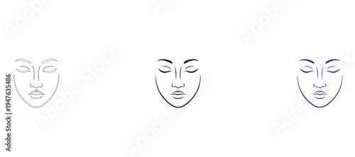 Billede på lærred Minimalist Line Art of Playful Face with Wink and Tongue Out, Concept of Fun an