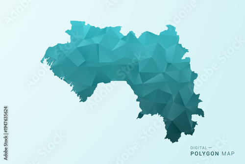 Guinea Map - Polygon style vector illustration in teal blue-green low poly geometric design, modern minimal silhouette.