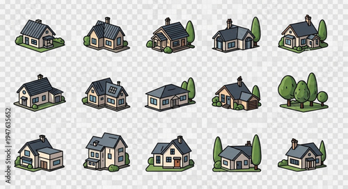 Isometric House Collection - Charming Architectural Variety.