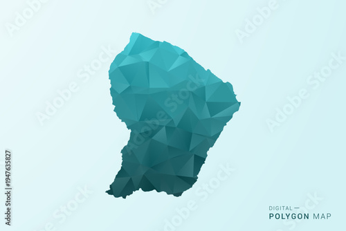 French Guiana Map - Polygon style vector illustration in teal blue-green low poly geometric design, modern minimal silhouette.