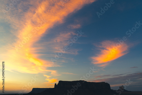 sunset in the flat mountains