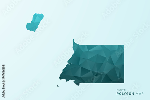 Equatorial Guinea Map - Polygon style vector illustration in teal blue-green low poly geometric design, modern minimal silhouette.