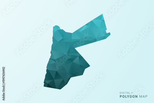 Jordan Map - Polygon style vector illustration in teal blue-green low poly geometric design, modern minimal silhouette.
