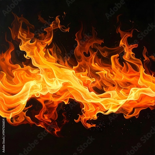 A vibrant, dynamic flame with warm orange and yellow hues