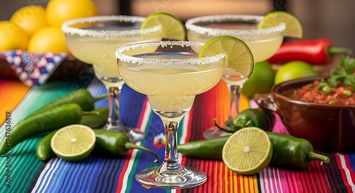 Cinco de mayo celebration with fresh margaritas and mexican cuisine