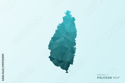 Saint Lucia Map - Polygon style vector illustration in teal blue-green low poly geometric design, modern minimal silhouette.