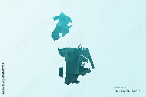 Macao Map - Polygon style vector illustration in teal blue-green low poly geometric design, modern minimal silhouette.