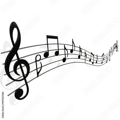 A musical staff with notes and a treble clef.