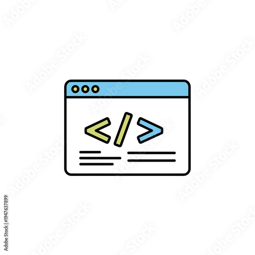 Code Window Linear Icon vector illustration