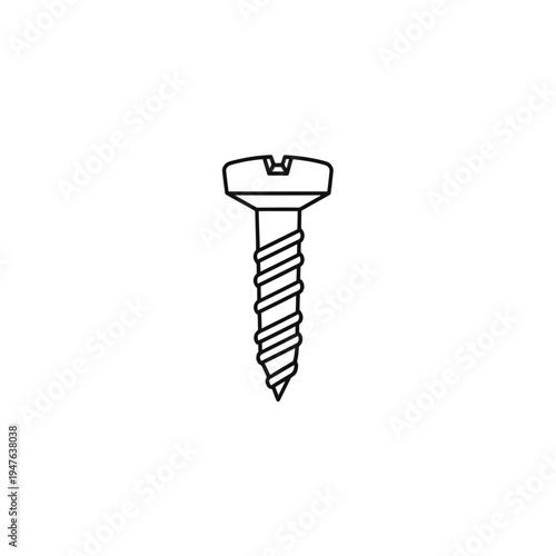 Outline Icon of a Slotted Head Wood Screw vector illustration