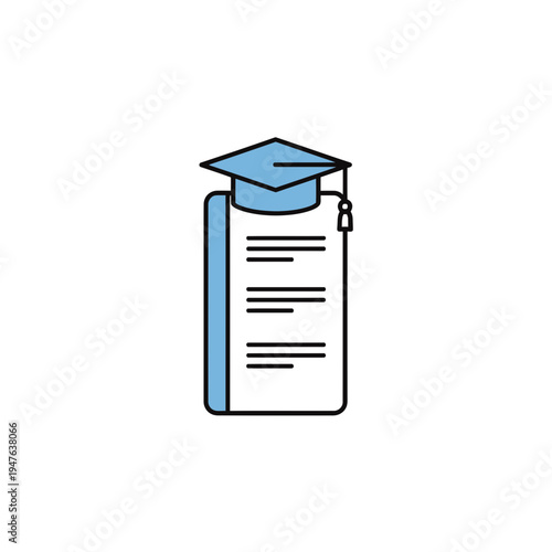 Graduation Cap on a Book Icon vector illustration