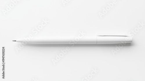 Minimalist white pen on clean white background