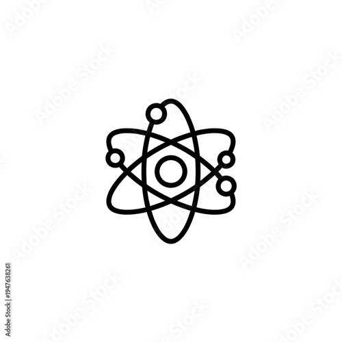 Atom Icon in Line Art Style vector illustration