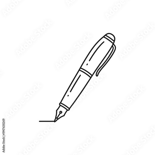 Elegant Fountain Pen Line Art vector illustration