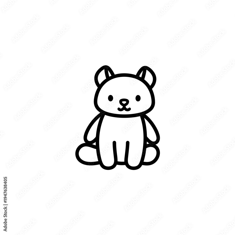 Fototapeta premium Cute Bear Line Art Icon vector illustration