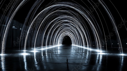 Light-filled Gothic Tunnel in Ancient European Cathedral