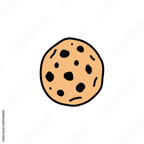 Doodle Style Chocolate Chip Cookie Isolated vector illustration