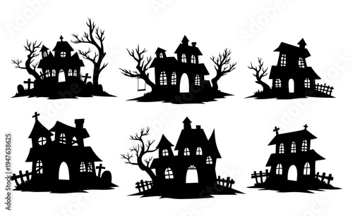 Spooky Haunted House Silhouettes