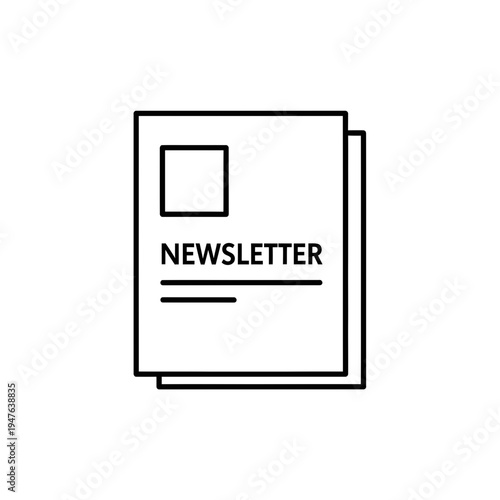 Newsletter Icon Black and White Outline vector illustration