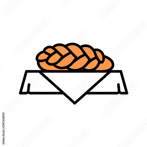 Challah Bread on Table Icon vector illustration